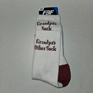 NEW FBF Men's Socks Size Large White Red-ish Grandpa's Sock Other Sock Gift